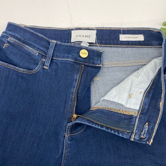 Frame Women's High Rise Le High Straight Raw Edge Denim Jeans Blue Size 27 - Picture 5 of 16